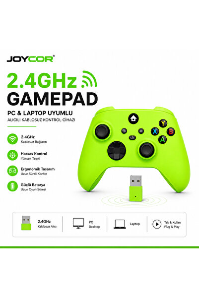 JOYCOR GX-200 2.4GHz Kablosuz Gamepad – PC & Laptop & Masaüstü Uyumlu USB Alı...
