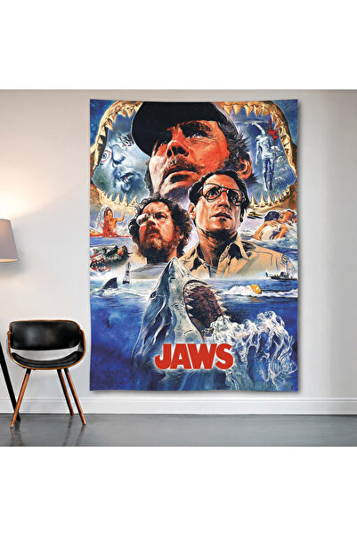 Geek Cultcha Jaws Wall Covering Wall Tapestry First Quality Satin Fabric Poster