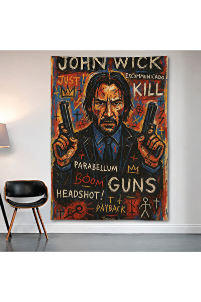 Geek Cultcha John Wick Wall Covering Wall Tapestry First Quality Satin Fabric...