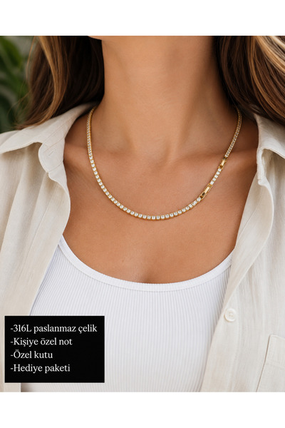 HER ŞEY NOTA www.herseynota.com Veliora Stone Tennis Chain Women's Necklace 3...