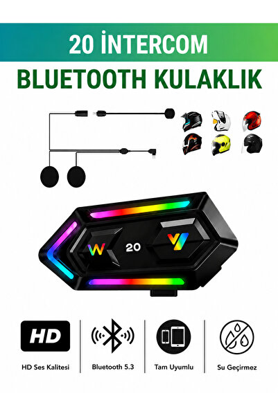 Moxti VV20 İntercom Rgb Motosiklet Kask Bluetooth Kulaklık Yeni Tasarım