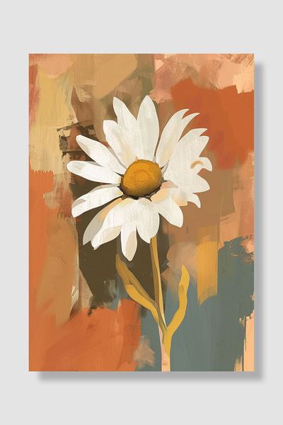 Luna Marissa Daisy Poster Single Daisy Hot Brush Strokes Abstract Orange Wall...
