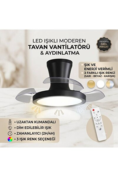 GARRA Orion B 72w Ledli Gizli Kanat Uzaktan Kumandalı Dekoratif Tavan Vantila...