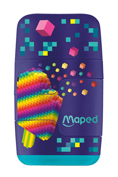 Maped Ascutitor si radiera Pixel Party Connect, container cu doua gauri, cu r...