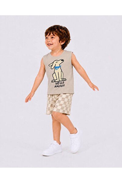 YİGİT BUTİK Tricou fără mâneci cu imprimeu câine pentru băieți, cu pantaloni ...