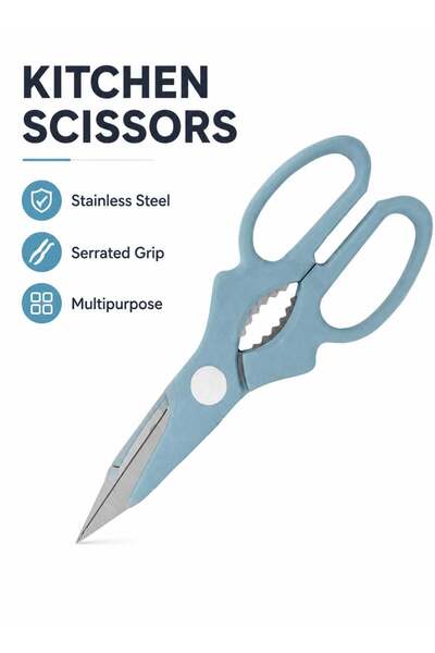 LEOXOL Kitchen Scissors Stainless Steel | Serrated Poultry Shears With Green ...