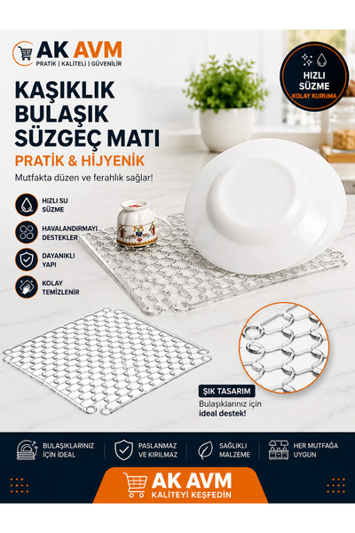 Ak Avm Silikon Bulaşık Süzme Matı Lavabo Kurutma Matı Isıya Dayanıklı Mutfak ...