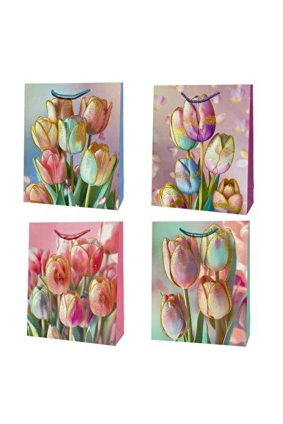 OEM Punga cadou Ju Piter Tulipani multicolor 26x32x10cm 210g
