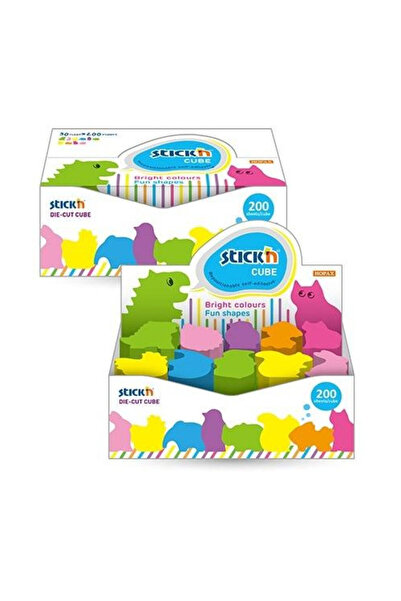 Stickn Bloc notite autoadezive Mini Cube forme animale die-cut, 200 foi/bloc,...