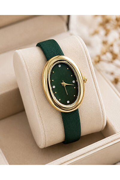 Weluxa Women's Wristwatch Emerald Green Color Nubuck Leather Strap Casual and...