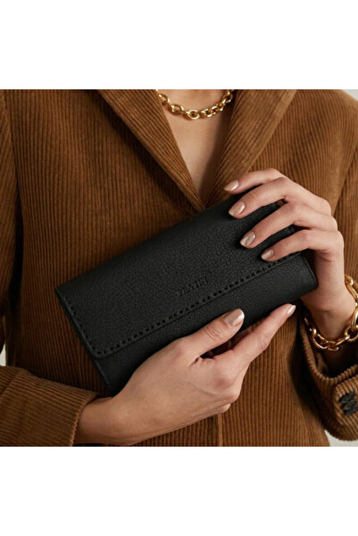 Platin Black Leather Women's Wallet