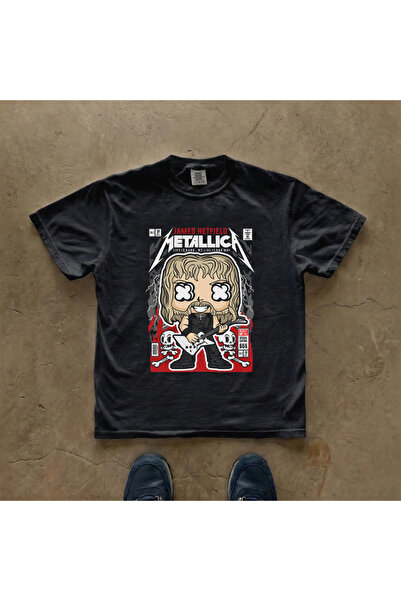 Grafftee Clothing Τζέιμς Χέτφιλντ Μέταλικα Τυπωμένο Unisex Oversize T-Shirt