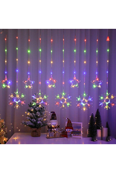 YBOSHOP Instalație de Crăciun tip perdea LED RGB, 8 jocuri, 3 m, interconecta...