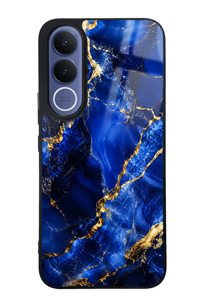 Spoyi Vivo V70 FE Sapphire Gold Marble Tasarımlı Glossy Telefon Kılıfı