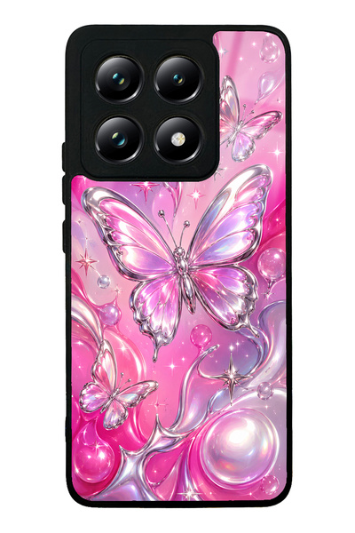 Spoyi Xiaomi Mi 14t Pink Prism Butterfly Design Glossy Phone Case