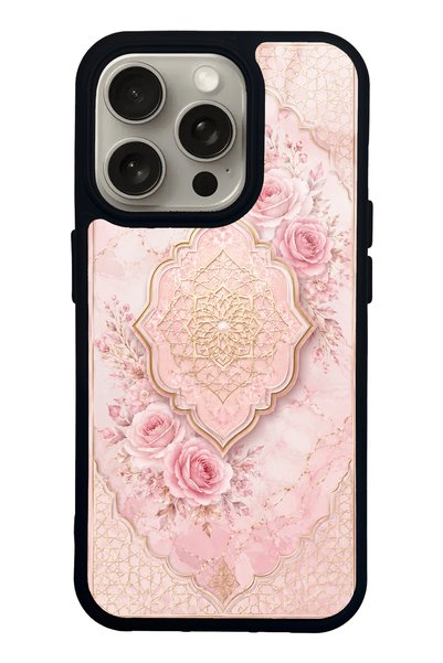 Spoyi iPhone 15 Pro Blush Ottoman Rose Design Glossy Phone Case