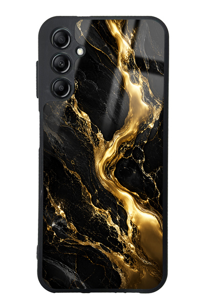 Spoyi Samsung A14 Obsidian Gold Flow Design Glossy Phone Case