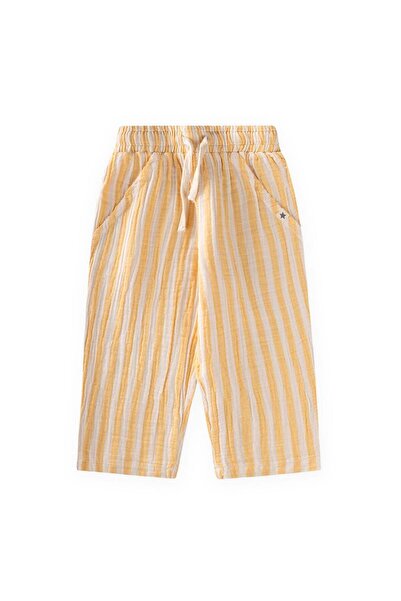 Cigit Pantaloni din muselină 1-7 ani, cu dungi muștar