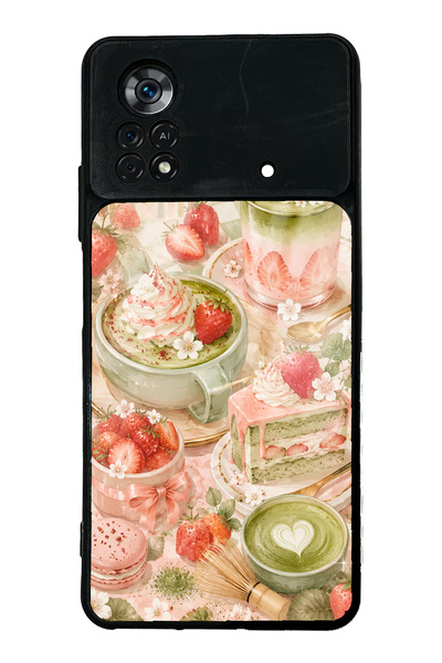 Spoyi Xiaomi Poco X4 Pro Blush Matcha Garden Design Glossy Phone Case
