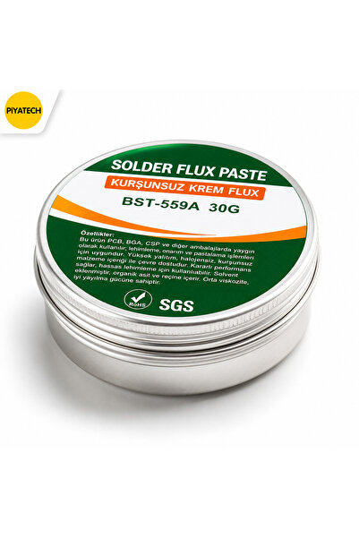 PİYATECH BST-559A Kurşunsuz Lehim Pastası Krem Flux 30G BGA PCB Devre Kartı T...