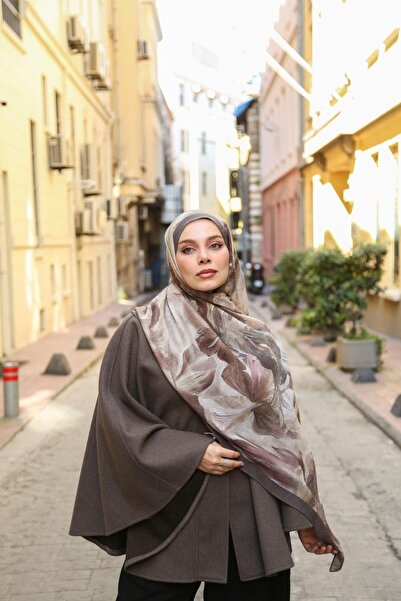 ENRİCO FERRİ Allure Legendary Pattern Tencel Shawl - Mink