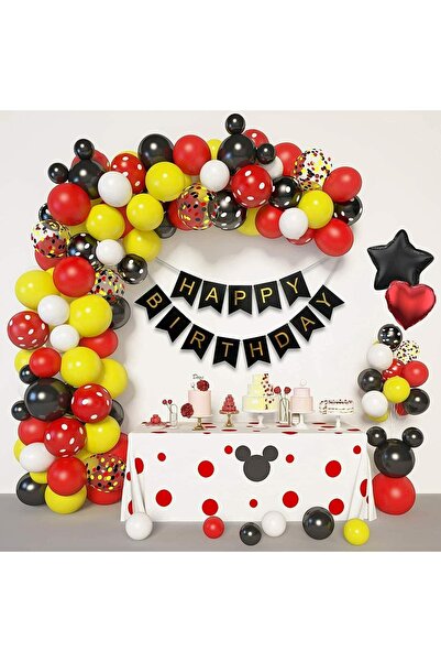 Baloane Vesele Banner Happy Birthday Negru BNR1