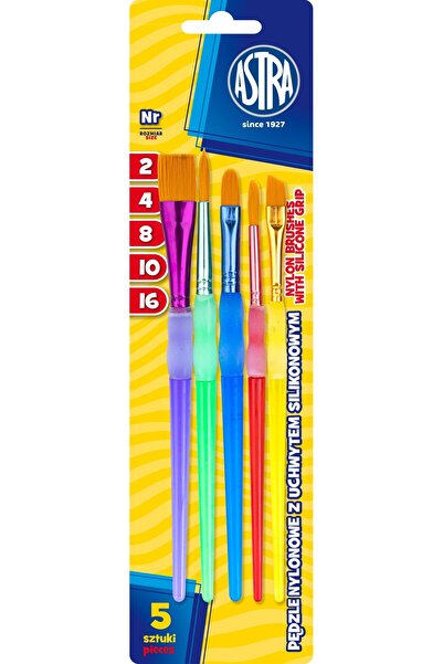 Astra Set perii, ASTRA, maner ergonomic din silicon 5 buc. blister