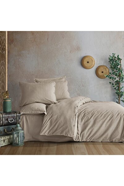 Clasy Arsida Beige V6 premium double Duvet Cover Set , %100 cotton with embos...