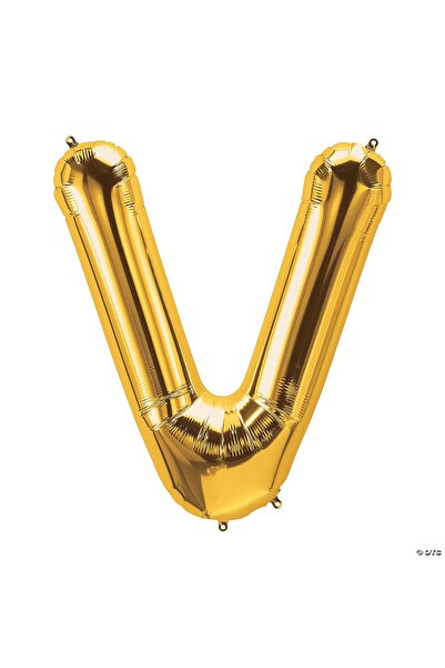 Baloane Vesele Balon Folie Litera V Gold 40 cm LTR6-V