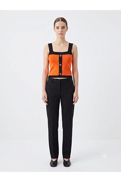 onno style women Sleeveless Strappy Women's Knitted Blouse with Button Detail
