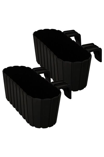 KOTARBAU Jardinieră de balcon pentru balustradă, ovală, rustică, antracit, 40...