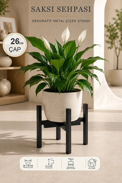 Mobpazar Saksı Sehpası Dekoratif Metal Çiçek Standı Paslanmaz 26 cm Saksılık