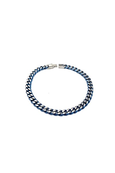 PİGADO 316L Stainless Steel Navy Blue Coated Men's Bracelet