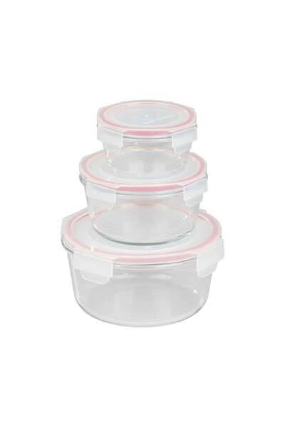 Strend Pro Set de 3 recipiente rotunde din sticlă pentru alimente MagicHome, ...