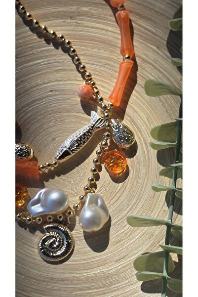 DivaViva Coral Charm Katmanlı Mercan Kadın Kolye