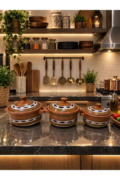 Generic Traditional Pakistani Clay Pots 3-Piece Set - Ideal for Serving Meat ...