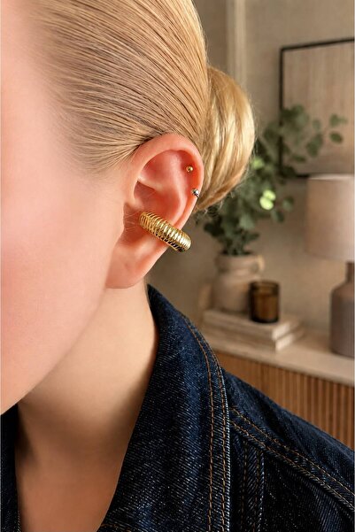GONESSA Gold Premium Anti-Tarnish Earcuff |   Curved Serrated Hoop Cartilage ...