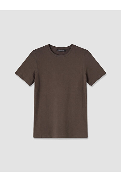 LC Waikiki Lcw everyday brown crew neck women's t-shirt