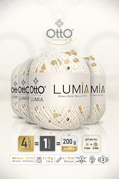 Otto لوميا - ترتر ذهبي-إكرو (9416) - عبوة من 4 قطع × 90 متر/50 جرام - قطن، تر...