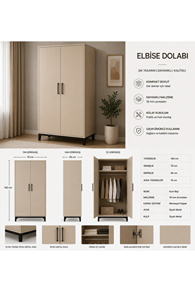 Passionis Elbise dolabı kum beji