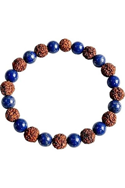 Moon of Noon Rudraksha Lapiz Lazuli Bracelet – Natural 8mm Beads Healing Ener...