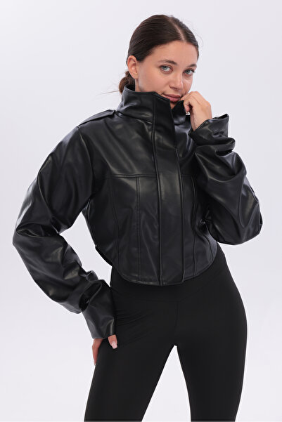ELUVIA FASHION New Season Women's Cropped Leather Jacket, Corseted Biker Casu...