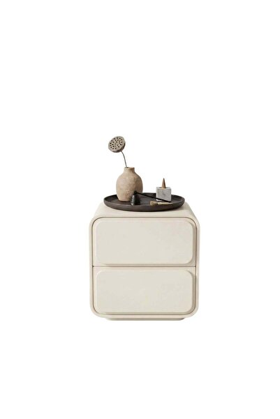 NO BRAND ZenCurve Minimalist Japandi Bedside Table