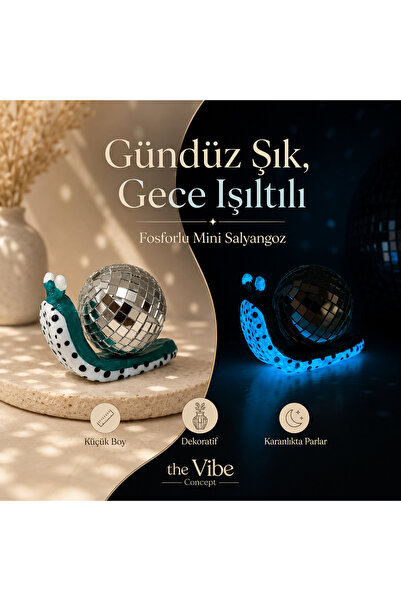 The Vibe Concept El Yapımı Fosforlu Disko Topu Aynalı Salyangoz Turkuaz – Kar...
