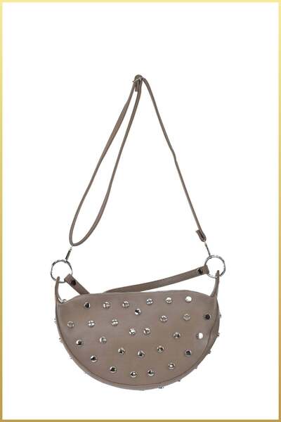 birizmoda Moonlove Women's Staple Patterned Hand and Shoulder Bag - Mink