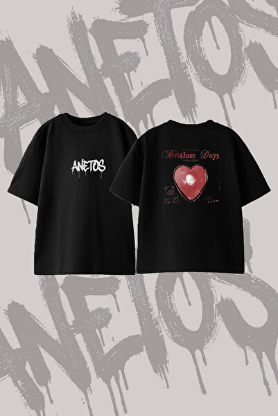 Anetos Ariana Grande_19 Design Back Printed Cotton Black Oversize T-Shirt