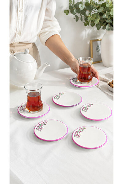 EvaniLife Lavira Model 6-Piece Ceramic Tea Plate Set Special Handmade