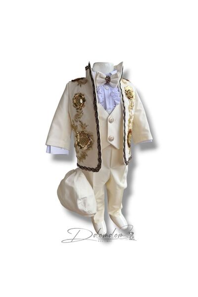 Domdom Boutique Costum Tunică De Prinț Ivoire Cu Broderie Aurie