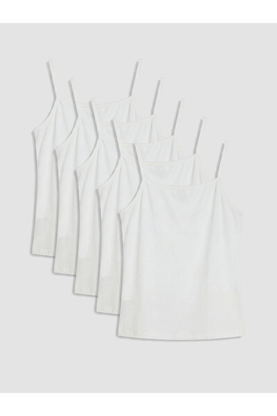 LC Waikiki Peak New Season Girls' T-Shirt with Rope Straps, Pack of 5
