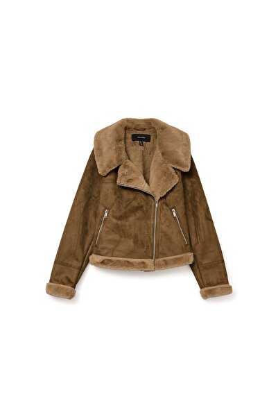 Vero Moda Piele artificială de oaie pentru femei 10290150 Maro
